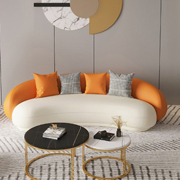 Stain Resistant Tight Seat Sofa Leather Curved Loveseat for Bonus Room Clearhalo 'furn' 'furn_sofas' 'Furniture' 'Living Room Furniture' 'Sofa' 'sofas' 6433345