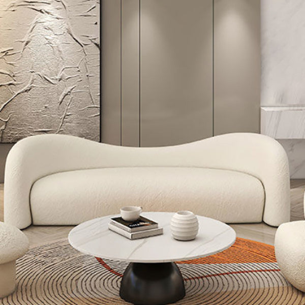 モダンな湾曲したラブシートタイトシートソリッドカラースロップアームソファ