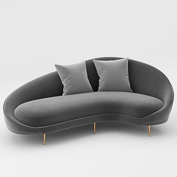 Solid Color Curved Loveseat Stain Resistant Sloped Arms Sofa