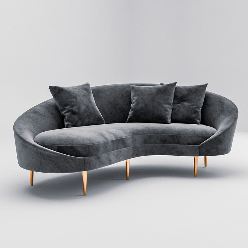 Solid Color Curved Loveseat Stain Resistant Sloped Arms Sofa