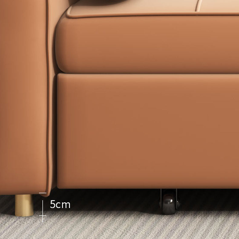 Faux Leather Convertible Sofa Bed with Pillows in Orange for Apartment Clearhalo 'furn' 'furn_sofas' 'Furniture' 'Living Room Furniture' 'Sofa' 'sofas' 6433405