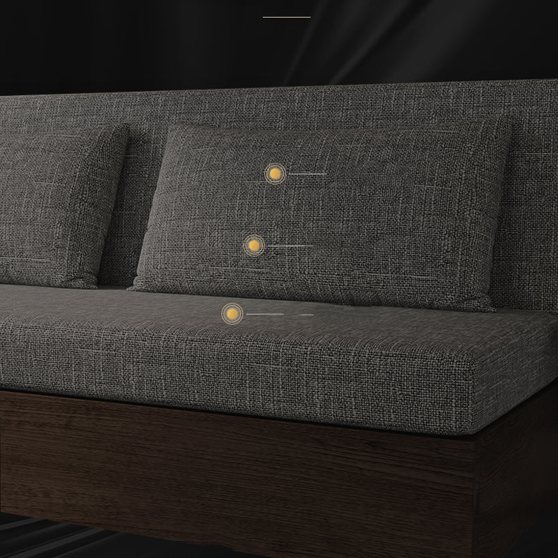 保管付きのモダンなリネンシートアームレスコンバーチブルソファベッド