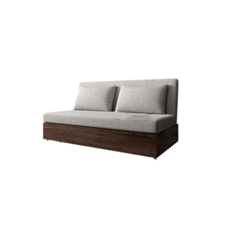 保管付きのモダンなリネンシートアームレスコンバーチブルソファベッド