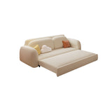 Beige Convertible Sofa Bed Modern Flared Arm Sofa with Pillows