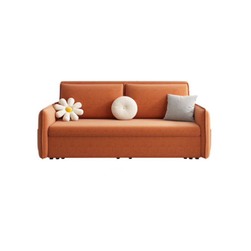 Modern Orange Seating Convertible Sofa Bed with Pillows for Apartment