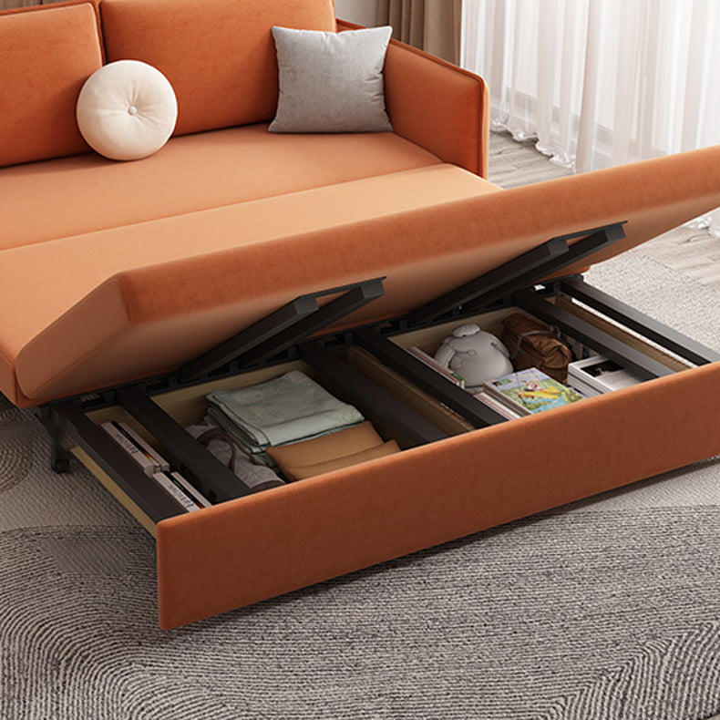 Modern Orange Seating Convertible Sofa Bed with Pillows for Apartment