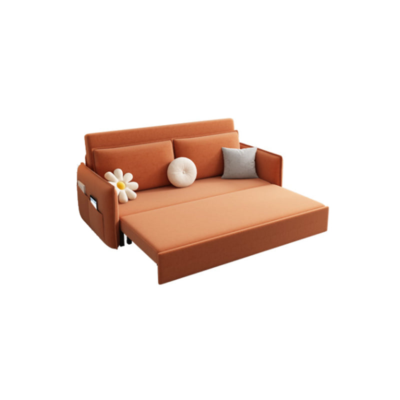 Modern Orange Seating Convertible Sofa Bed with Pillows for Apartment