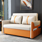 Convertible Stain Resistant Sofa Bed Faux Leather Seating in Orange and Beige