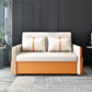 Convertible Stain Resistant Sofa Bed Faux Leather Seating in Orange and Beige