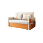 Convertible Stain Resistant Sofa Bed Faux Leather Seating in Orange and Beige