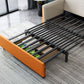 Convertible Stain Resistant Sofa Bed Faux Leather Seating in Orange and Beige