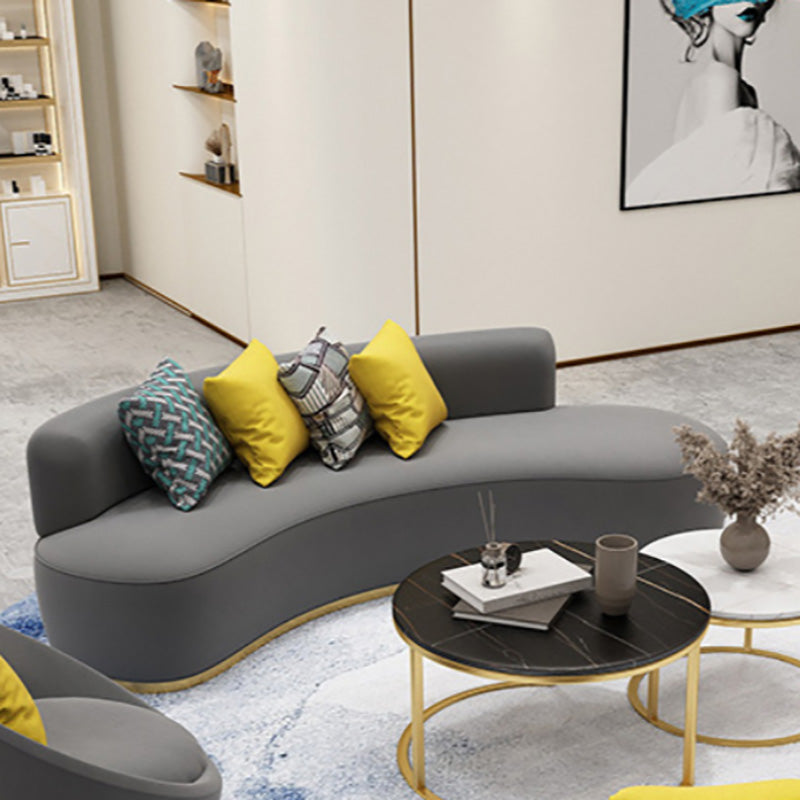 Contemporary Curved Settee Solid Color Tight Back Sofa for Living Room