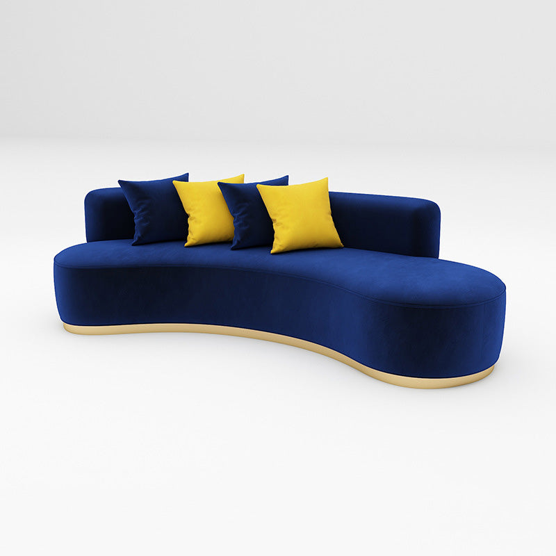 Contemporary Curved Settee Solid Color Tight Back Sofa for Living Room