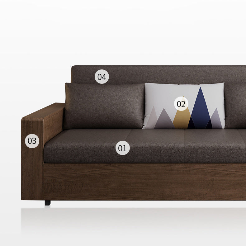 Divano in legno massiccio cuscino a braccio quadrato incluso divano convertibile