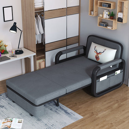 Gray Pillow Included Sofa Futon Square Arm Cushion Back Convertible Sofa 62"L x 35"W x 34"H Clearhalo 'furn' 'furn_futons' 'Furniture' 'Futons & Daybeds' 'Futons' 'Living Room Furniture' 6433645