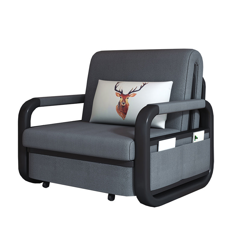 Gray Pillow Included Sofa Futon Square Arm Cushion Back Convertible Sofa Clearhalo 'furn' 'furn_futons' 'Furniture' 'Futons & Daybeds' 'Futons' 'Living Room Furniture' 6433648