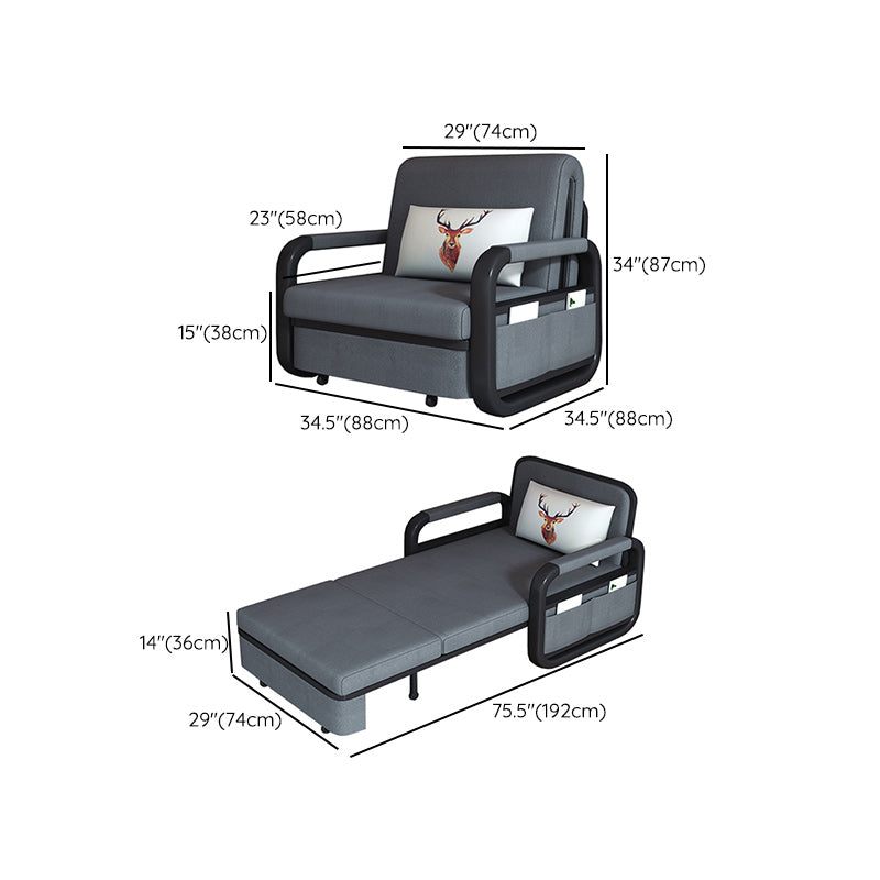 Gray Pillow Included Sofa Futon Square Arm Cushion Back Convertible Sofa Clearhalo 'furn' 'furn_futons' 'Furniture' 'Futons & Daybeds' 'Futons' 'Living Room Furniture' 6433654