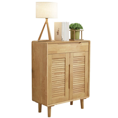 Modern Cabinet Rectangle With Doors Solid Wood with Shelves Accent Cabinet