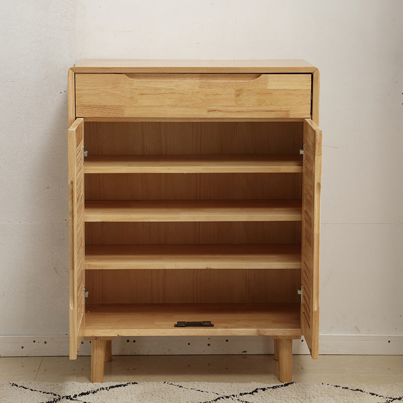 Modern Cabinet Rectangle With Doors Solid Wood with Shelves Accent Cabinet