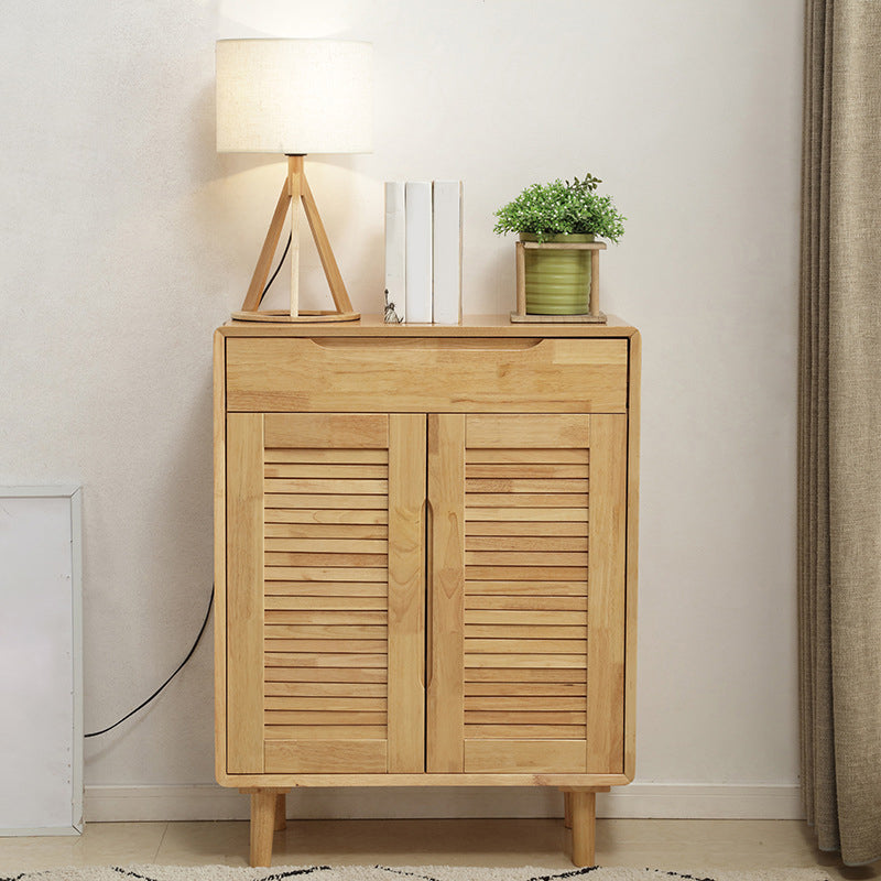 Modern Cabinet Rectangle With Doors Solid Wood with Shelves Accent Cabinet