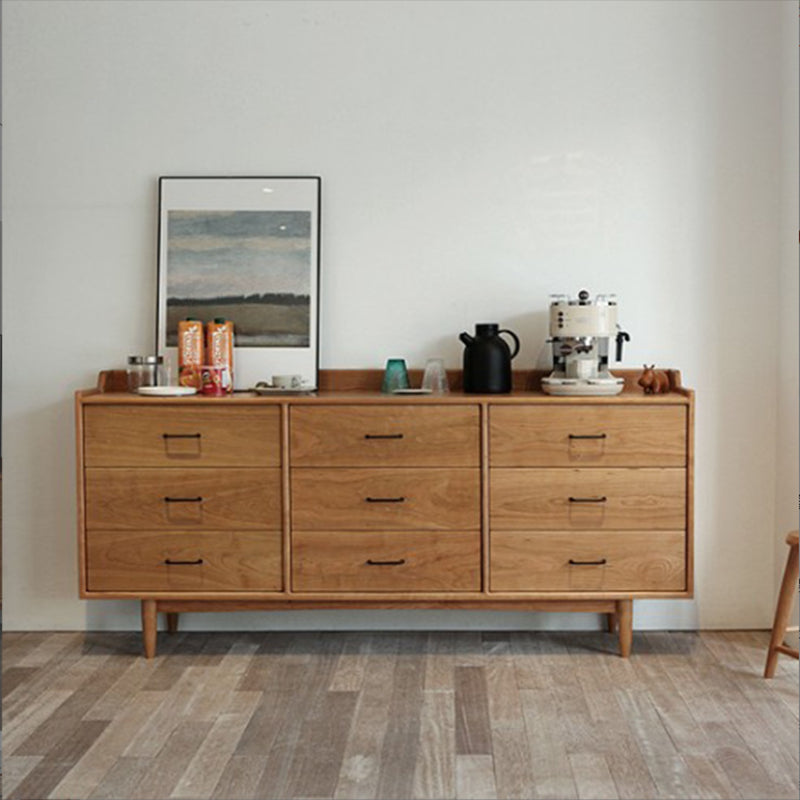 Modern Chest Rectangle Solid Wood 9 - Drawer Straight Legs Accent Chest 71"L x 17"W x 31"H Clearhalo 'Cabinets & Chests' 'cabinets_chests' 'furn' 'furn_cabinets_chests' 'Furniture' 'Living Room Furniture' 6433779