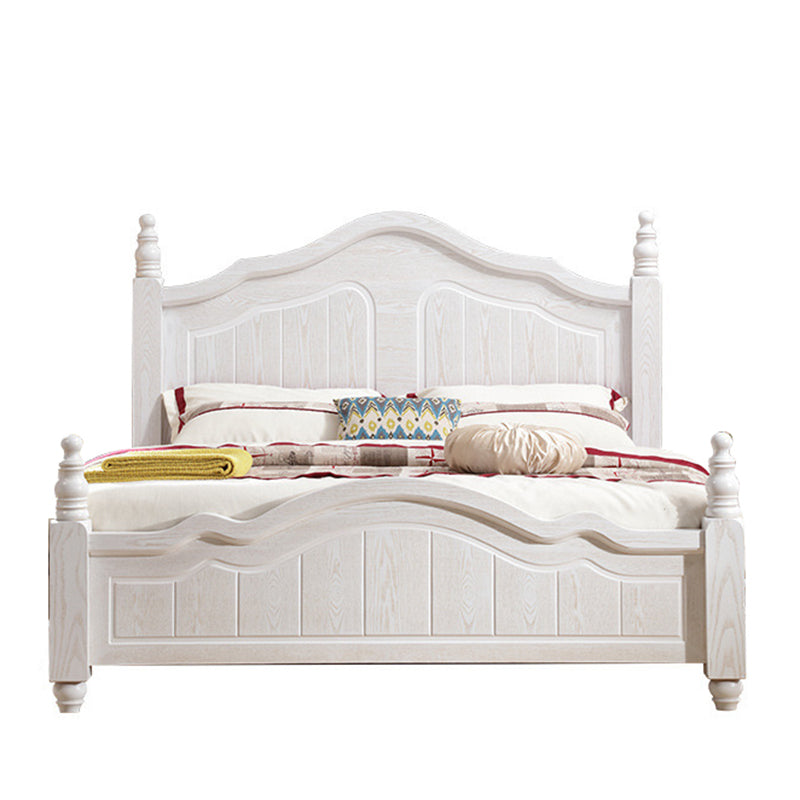 Victorian White Standard Bed in Solid Wood with Panel Headboard Clearhalo 'Bedroom Furniture' 'Beds' 'furn' 'furn_beds' 'Furniture' 6433808