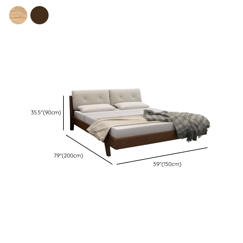 Scandinavian Solid Wood Panel Bed Linen Upholstered Bed with Nailhead Trim Clearhalo 'Bedroom Furniture' 'Beds' 'furn' 'furn_beds' 'Furniture' 6433827
