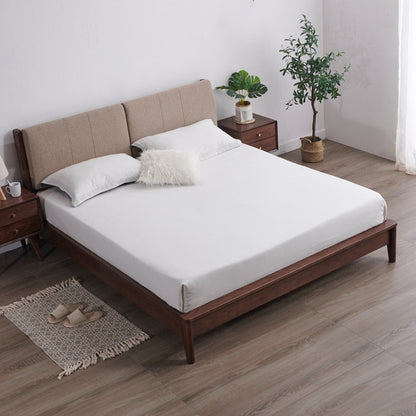 Fiamma del letto in legno massiccio nordico con testiera da 35,4 pollici a pannello in cenere