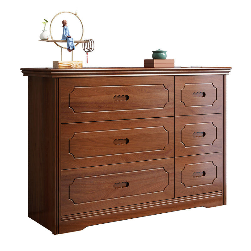 Mid-Century Chest Modern Solid Wood 6 - Drawer Standard Accent Chest Walnut Clearhalo 'Cabinets & Chests' 'cabinets_chests' 'furn' 'furn_cabinets_chests' 'Furniture' 'Living Room Furniture' 6433844