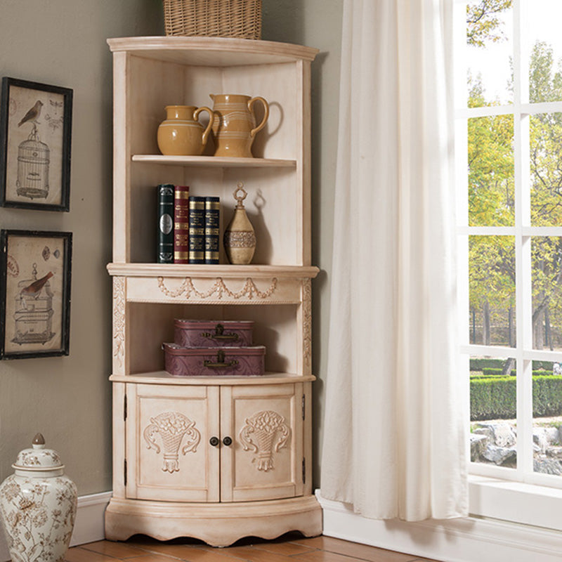 Triangular Wood Accent Cabinet Industrial 2 - Door Accent Cabinet White Clearhalo 'Cabinets & Chests' 'cabinets_chests' 'furn' 'furn_cabinets_chests' 'Furniture' 'Living Room Furniture' 6433906