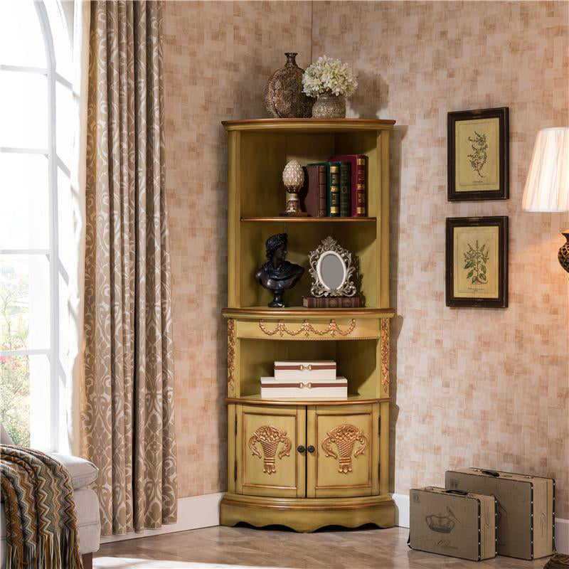 Triangular Wood Accent Cabinet Industrial 2 - Door Accent Cabinet Yellow Clearhalo 'Cabinets & Chests' 'cabinets_chests' 'furn' 'furn_cabinets_chests' 'Furniture' 'Living Room Furniture' 6433907