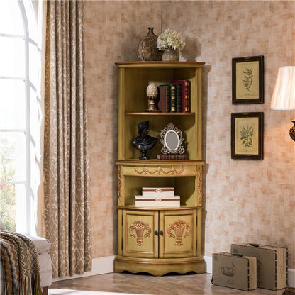 Triangular Wood Accent Cabinet Industrial 2 - Door Accent Cabinet Yellow Clearhalo 'Cabinets & Chests' 'cabinets_chests' 'furn' 'furn_cabinets_chests' 'Furniture' 'Living Room Furniture' 6433907