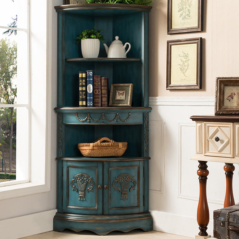 Triangular Wood Accent Cabinet Industrial 2 - Door Accent Cabinet Blue Clearhalo 'Cabinets & Chests' 'cabinets_chests' 'furn' 'furn_cabinets_chests' 'Furniture' 'Living Room Furniture' 6433908