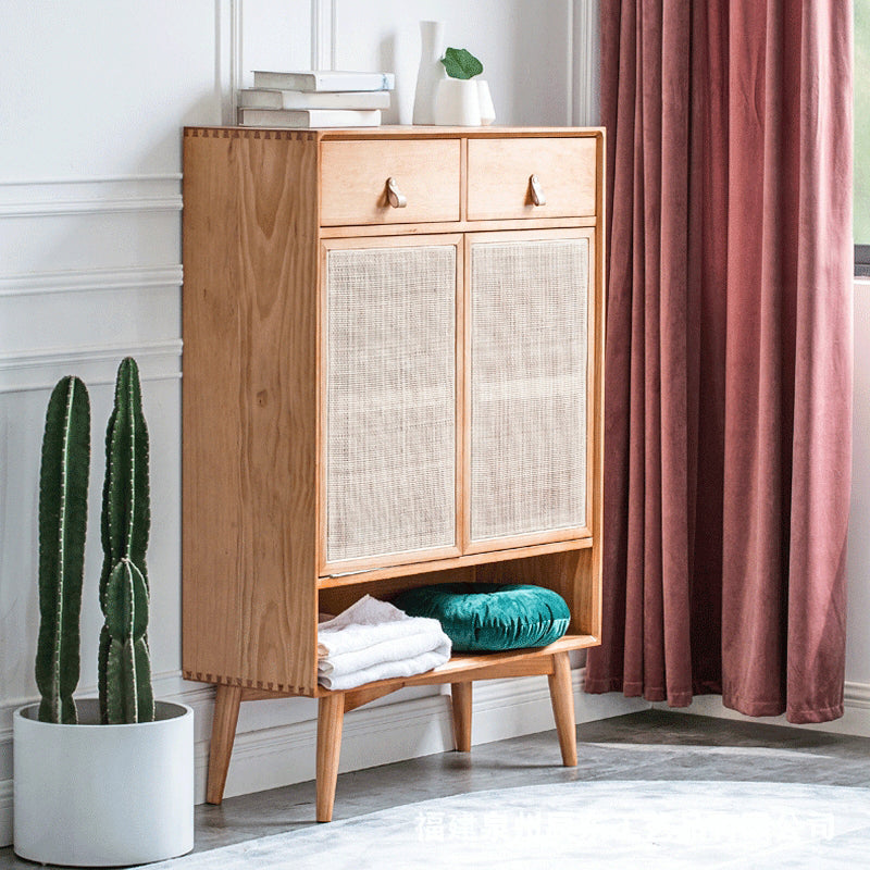 Contemporary Cabinet Rectangle Pine 2 Doors Pendant Pulls Accent Cabinet Clearhalo 'Cabinets & Chests' 'cabinets_chests' 'furn' 'furn_cabinets_chests' 'Furniture' 'Living Room Furniture' 6433911