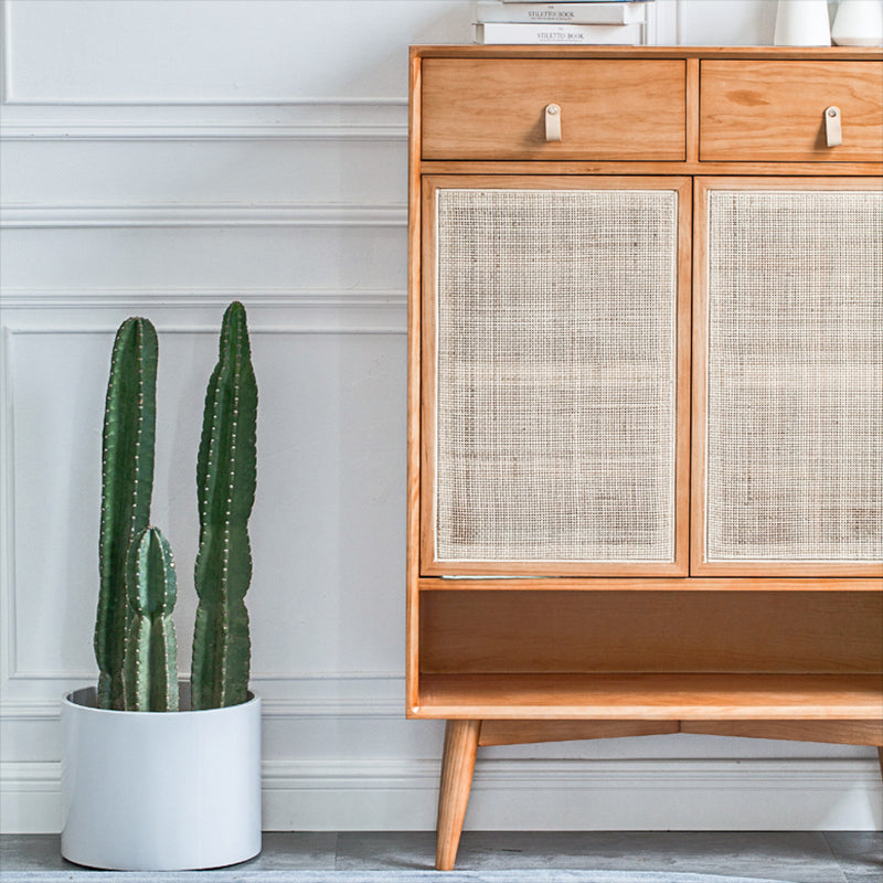 Contemporary Cabinet Rectangle Pine 2 Doors Pendant Pulls Accent Cabinet Clearhalo 'Cabinets & Chests' 'cabinets_chests' 'furn' 'furn_cabinets_chests' 'Furniture' 'Living Room Furniture' 6433919