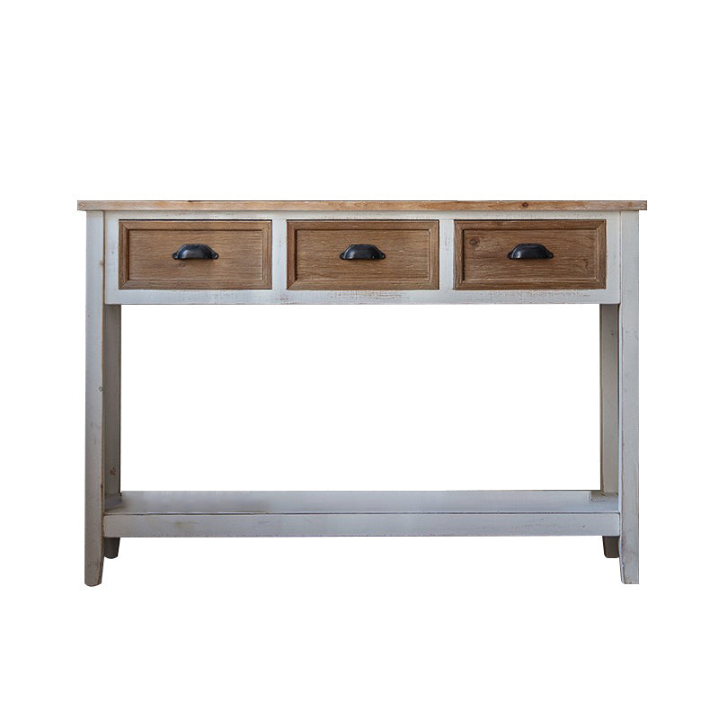 Rectangular Wood Cabinet Industrial Accent Chest in Distressed White 47"L x 14"W x 31"H Clearhalo 'Cabinets & Chests' 'cabinets_chests' 'furn' 'furn_cabinets_chests' 'Furniture' 'Living Room Furniture' 6433929