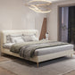 Echt lederen gestoffeerd bedframe crème crème low wingback bed