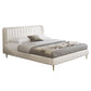Echt lederen gestoffeerd bedframe crème crème low wingback bed