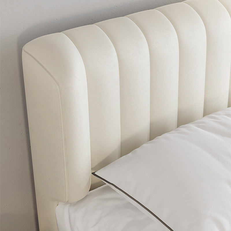 Echt lederen gestoffeerd bedframe crème crème low wingback bed