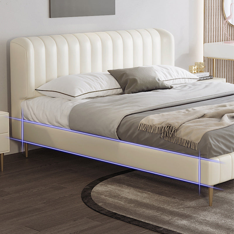 Echt lederen gestoffeerd bedframe crème crème low wingback bed