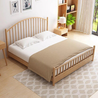 Crame de lit à lattes en bois d'Europe du Nord avec tête de lit et pied de lit