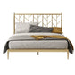 Glam-stijl gouden open frame bed met rechthoekige hoofdeinde in ijzer