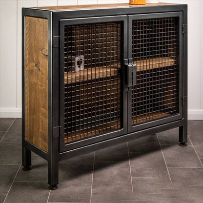 Industrial Cabinet Distressed Wood With Doors Bar Pulls Rectangle Accent Cabinet 47"L x 16"W x 31"H Clearhalo 'Cabinets & Chests' 'cabinets_chests' 'furn' 'furn_cabinets_chests' 'Furniture' 'Living Room Furniture' 6434030