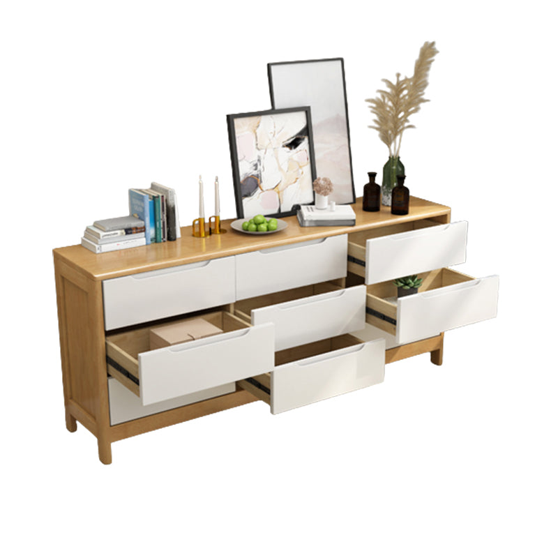 Mid-Century Modern Chest Squared Legs with Drawer Solid Wood Accent Chest Natural Wood White 9 Clearhalo 'Cabinets & Chests' 'cabinets_chests' 'furn' 'furn_cabinets_chests' 'Furniture' 'Living Room Furniture' 6434056