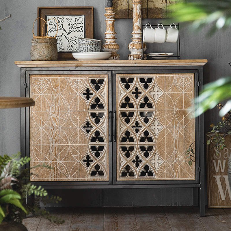 Rectangular Industrial Cabinet Metal and Wood Accent Chest in Natural Clearhalo 'Cabinets & Chests' 'cabinets_chests' 'furn' 'furn_cabinets_chests' 'Furniture' 'Living Room Furniture' 6434066