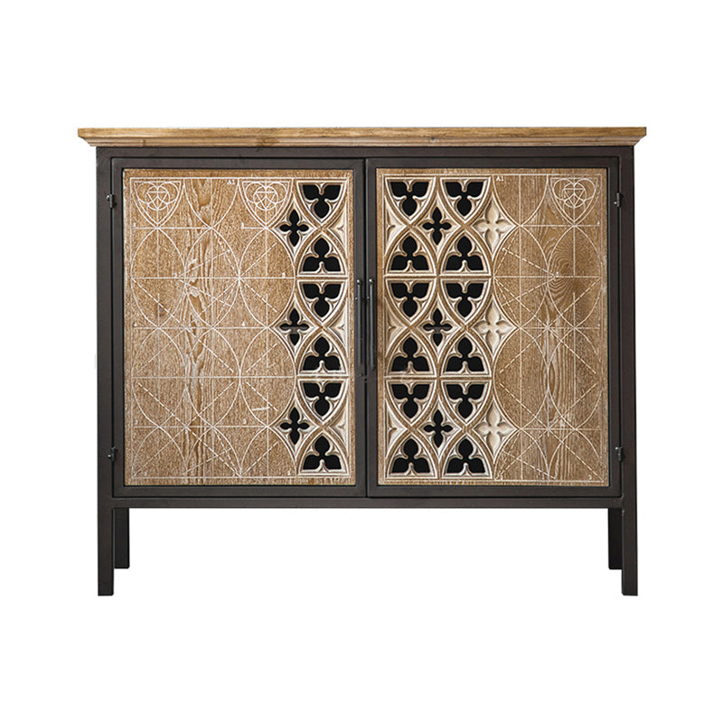 Rectangular Industrial Cabinet Metal and Wood Accent Chest in Natural 37"L x 15"W x 31"H Clearhalo 'Cabinets & Chests' 'cabinets_chests' 'furn' 'furn_cabinets_chests' 'Furniture' 'Living Room Furniture' 6434067