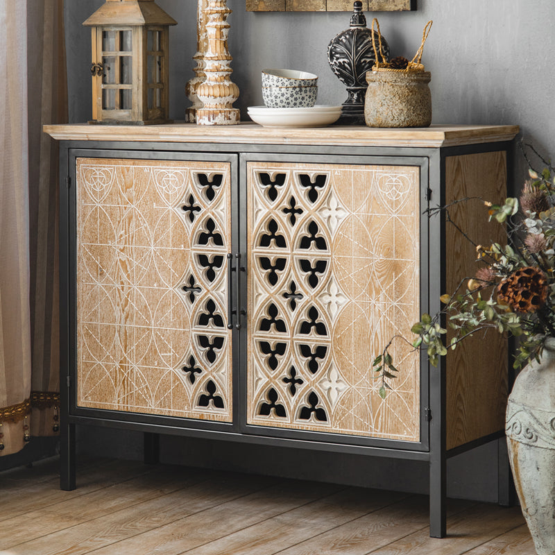 Rectangular Industrial Cabinet Metal and Wood Accent Chest in Natural Clearhalo 'Cabinets & Chests' 'cabinets_chests' 'furn' 'furn_cabinets_chests' 'Furniture' 'Living Room Furniture' 6434068