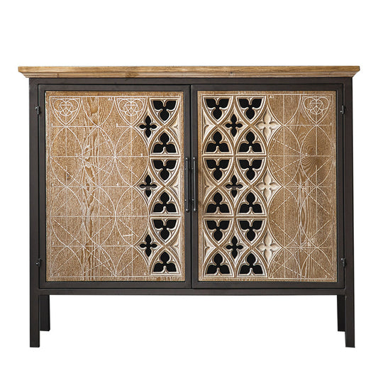 Rectangular Industrial Cabinet Metal and Wood Accent Chest in Natural Clearhalo 'Cabinets & Chests' 'cabinets_chests' 'furn' 'furn_cabinets_chests' 'Furniture' 'Living Room Furniture' 6434071