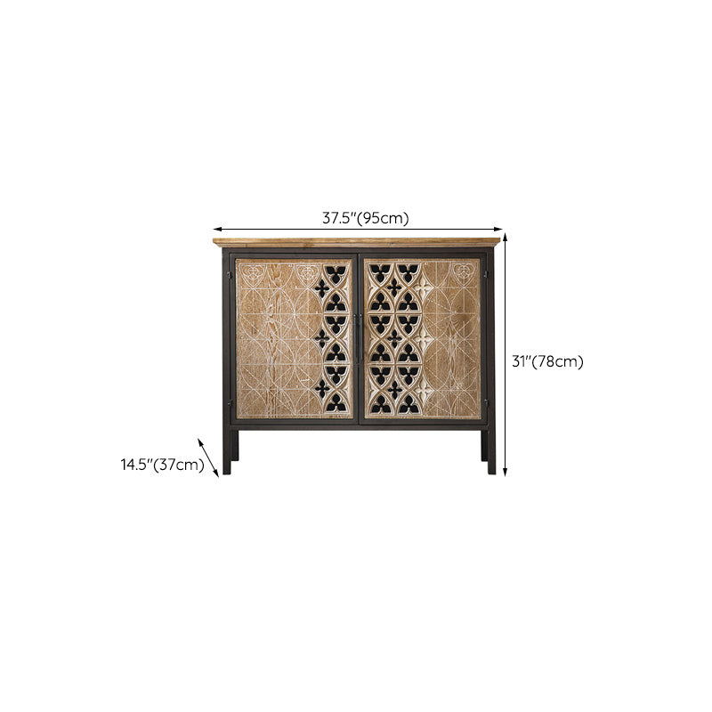 Rectangular Industrial Cabinet Metal and Wood Accent Chest in Natural Clearhalo 'Cabinets & Chests' 'cabinets_chests' 'furn' 'furn_cabinets_chests' 'Furniture' 'Living Room Furniture' 6434078