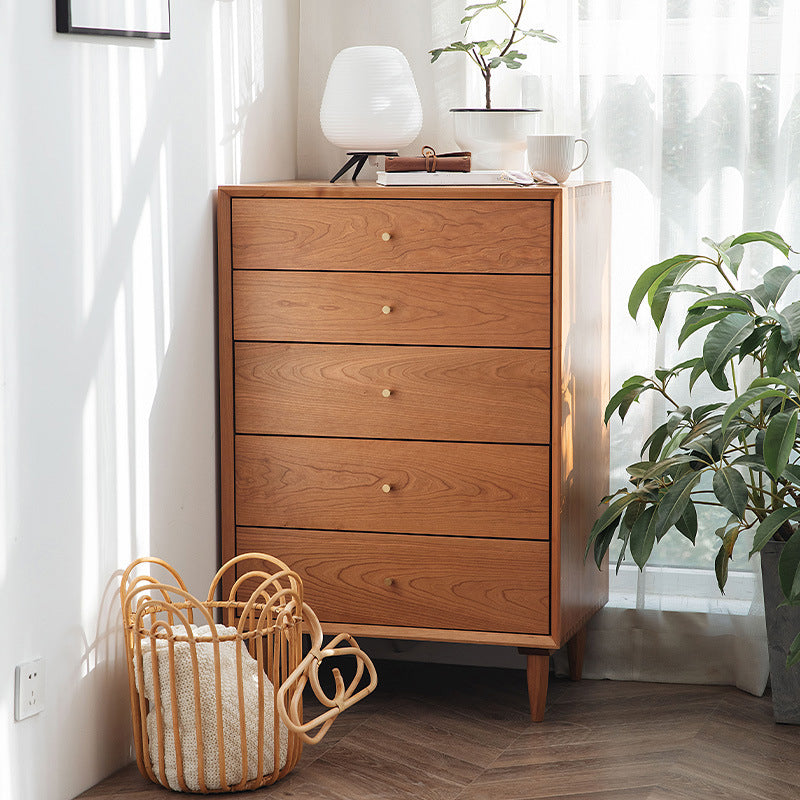 Contemporary Chest 5 - Drawer Solid Wood Knobs Straight Legs Accent Chest Clearhalo 'Cabinets & Chests' 'cabinets_chests' 'furn' 'furn_cabinets_chests' 'Furniture' 'Living Room Furniture' 6434097